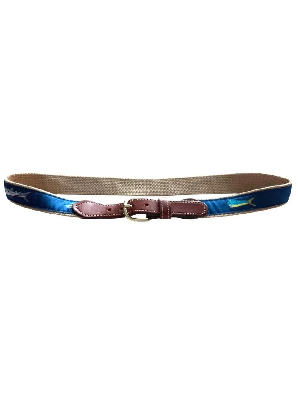 Mahi Mahi Belt Fish OFFSHORE SLAM Marlins Solid Brass Buckle Leather Size 32